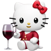 Hello Kitty drinking red wine sticker