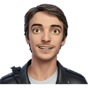 smiling boy in leather jacket sticker