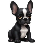 Solid black Frenchie pup layiny sticker