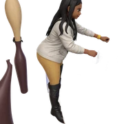 girl in boots with bat sticker