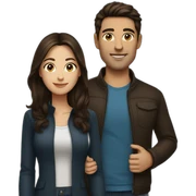 A brunette woman with an brunette man  sticker