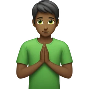 Green-eyed boy praying sticker