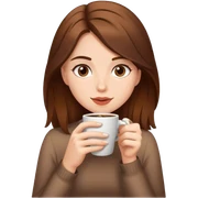 girl with brown hair is drinking coffee  sticker