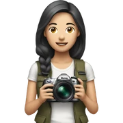 asian woman holding a nikon camera sticker