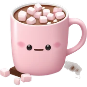 Light Pink mug of hot chocolate with marshmallows  sticker