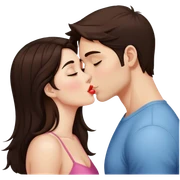 Brunette girl and brunette guy kissing sticker
