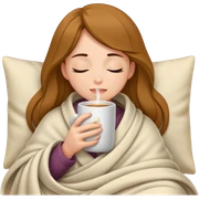 girl inside a blanket sipping coffee eyes closed sticker