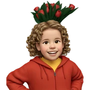smiling girl with flowers sticker