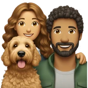 Goldendoodle with man and woman sticker