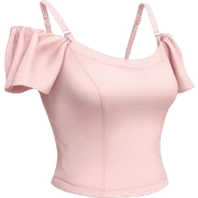 Realistic side view of an isolated pastel pink off the shoulder Short sleeve blouse with shoulder straps. sticker