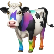 Rainbow cow sticker