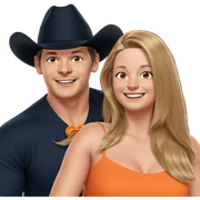 happy duo in orange dress sticker