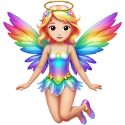 Iridescent fairy flying twinkle rainbow neon sticker