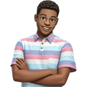 smiling male in striped shirt sticker