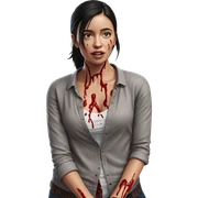 bloodied girl in outdoor setting sticker