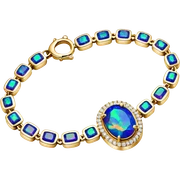Van Cleef, luxury sparkling black opal gemstones and 2k diamonds, 14k gold bracelet sticker