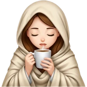 girl inside a blanket sipping coffee eyes closed sticker