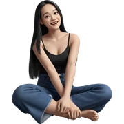 smiling girl in denim jeans sticker