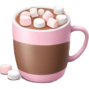Light Pink mug of hot chocolate with marshmallows  sticker