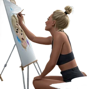 blonde girl painting indoors sticker