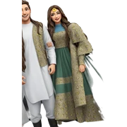 smiling couple with long hair sticker