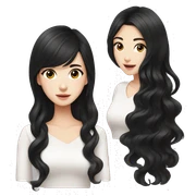 Beautiful girl,Black hair,wavy hair，long hair,Black eyes,Chinese sticker
