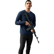 boy with assault rifle sticker