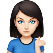 female, wearing black tshirt,  black hair under shoulder sticker