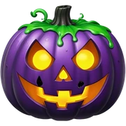 Make a purple and black halloween version haunted pumpkin  with green goo sticker