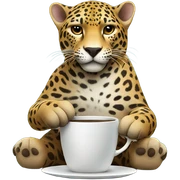 Jaguar onntje jungle take a cup of coffe sticker