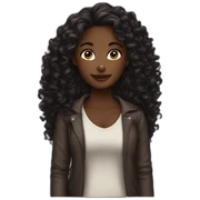 woman dark skin long curly hair sticker