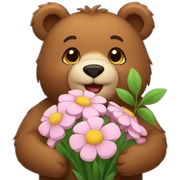 Bear holding flower bouquet sticker