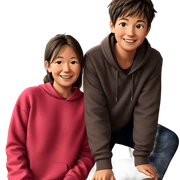 smiling girl with boys indoors sticker