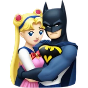 Sailor moon hugs batman sticker
