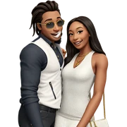 happy couple with accessories sticker