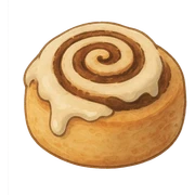 ghibli style cinnamon roll with soft colors, no background sticker