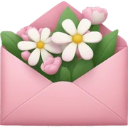 Pink envelope with white flowers sticker