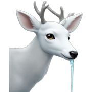 white deer drinking the water sticker