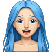Girl with long blue hair crying laughing sticker