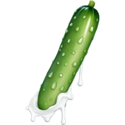 Tanned skinny long cucumber with white paint dripping sticker