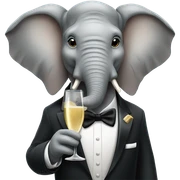 Elephant wearing a tux drinking champagne  sticker