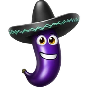 Chrome Eggplant wearing a sombrero sticker