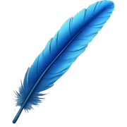 Realistic blue feather sticker