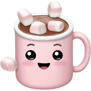 Light Pink mug of hot chocolate with marshmallows  sticker