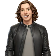 smiling male in leather jacket sticker