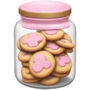 light pink cookie jar with cookies sticker