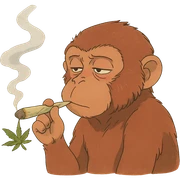 ghibli style monkey smoking weed sticker