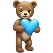 Corazón azul claro con osito sticker