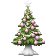 Pink Christmas tree with white ornaments and a small trunk  sticker