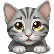 Gray tabby kitten laying  sticker